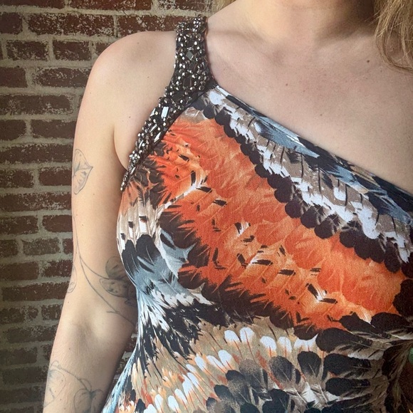 NWT Sapa Emma & Olivia grey/multi color one shoulder bodycon dress - Picture 5 of 9